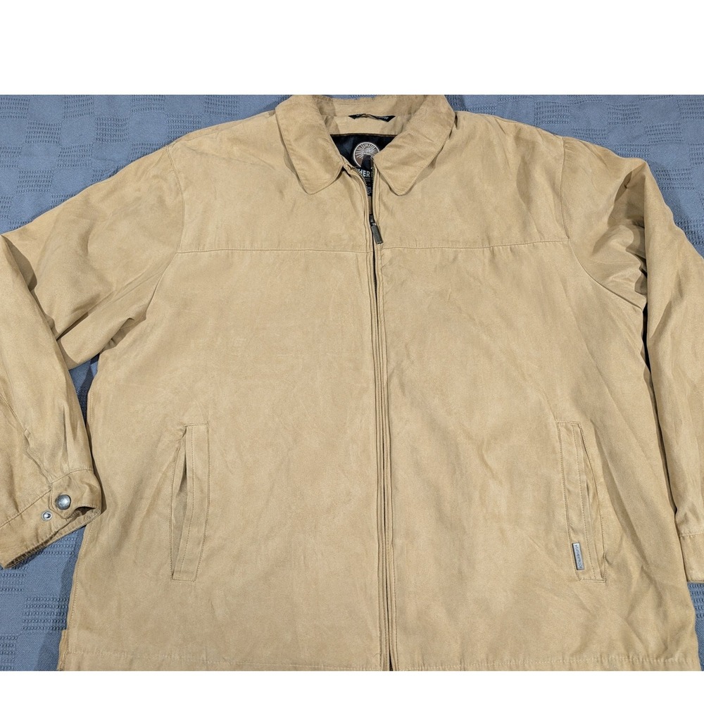 Weatherproof Garment Co Tan Faux Suede Microfiber Full Zip Jacket Mens XXL